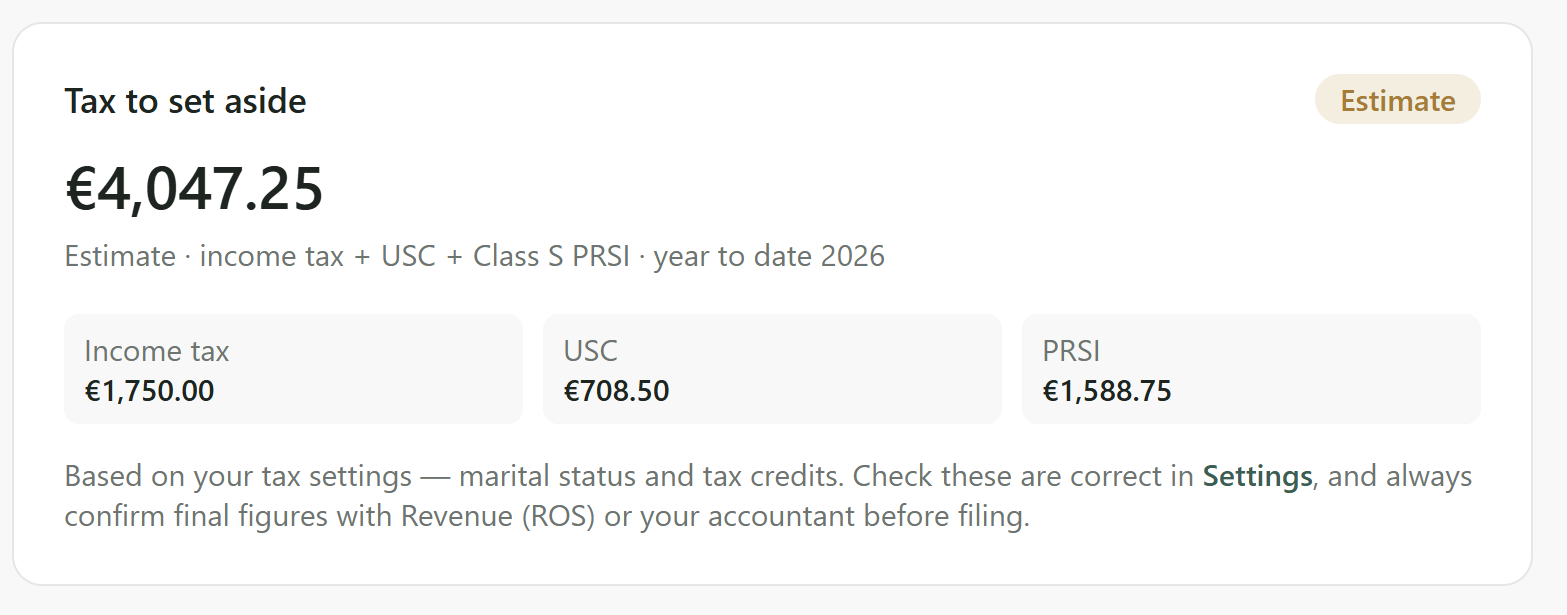 Estimated income tax and USC / PRSI set-aside for a sole trader's Form 11